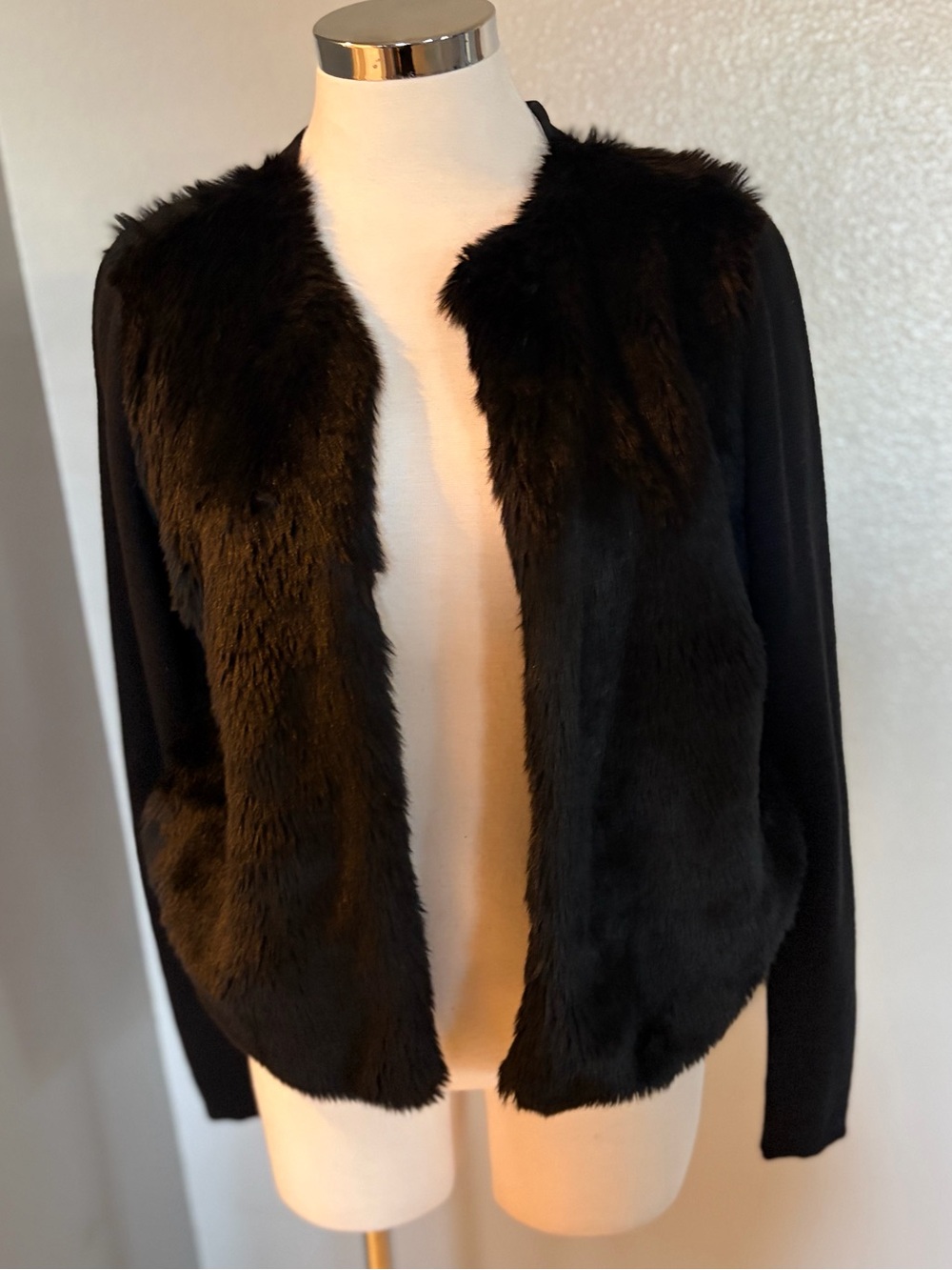 Banana Republic Black Faux Fur Front Women's Jacket